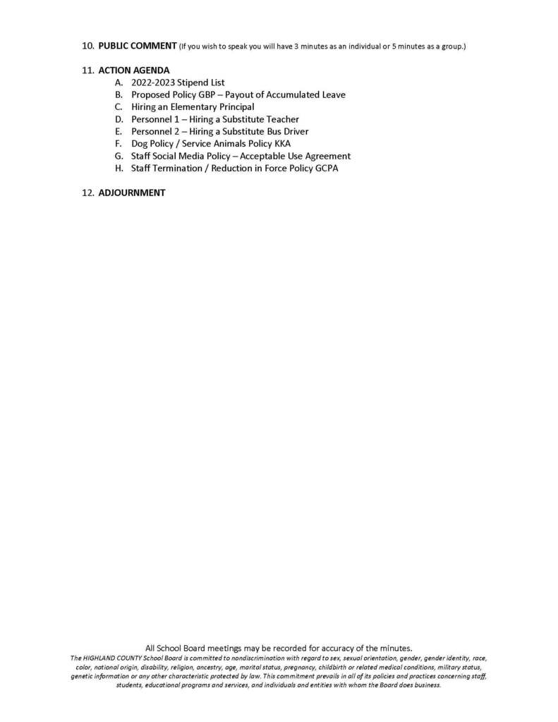 Agenda