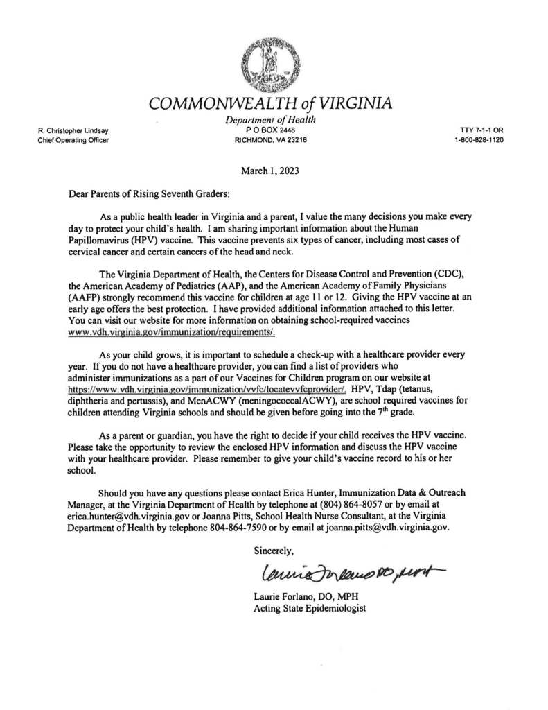 Immunization Letter